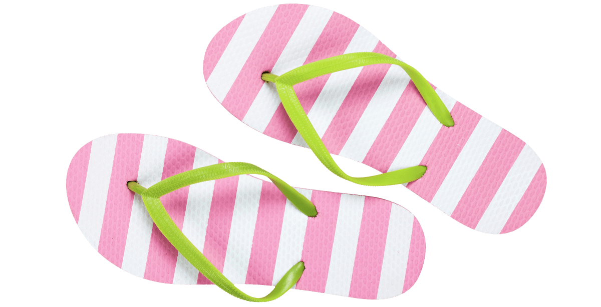 Parrots-Landing-Swimming-Pools-pink-and-white-flip-flops